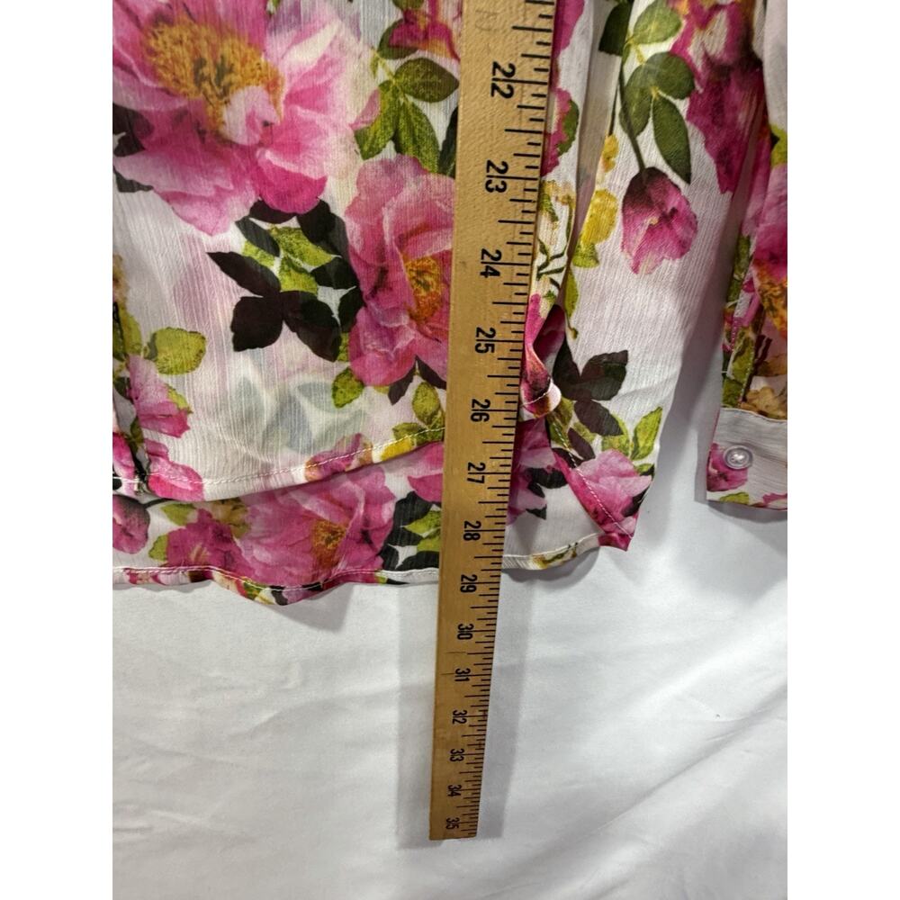 Kut From The Kloth Floral Tunic Blouse Long Sleeve Sheer Size Large - Picture 4 of 6